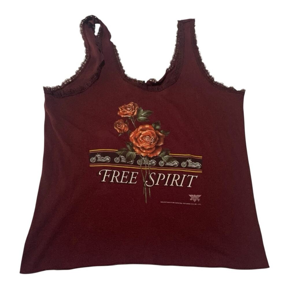 Free Spirit Rose Graphic Tank Top - Burgundy